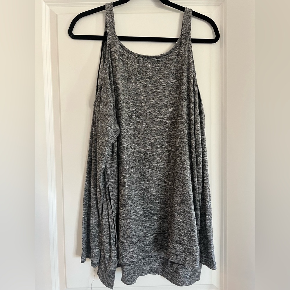 Dark Gray/Black Off-the-Shoulder Long Sleeve Sweater